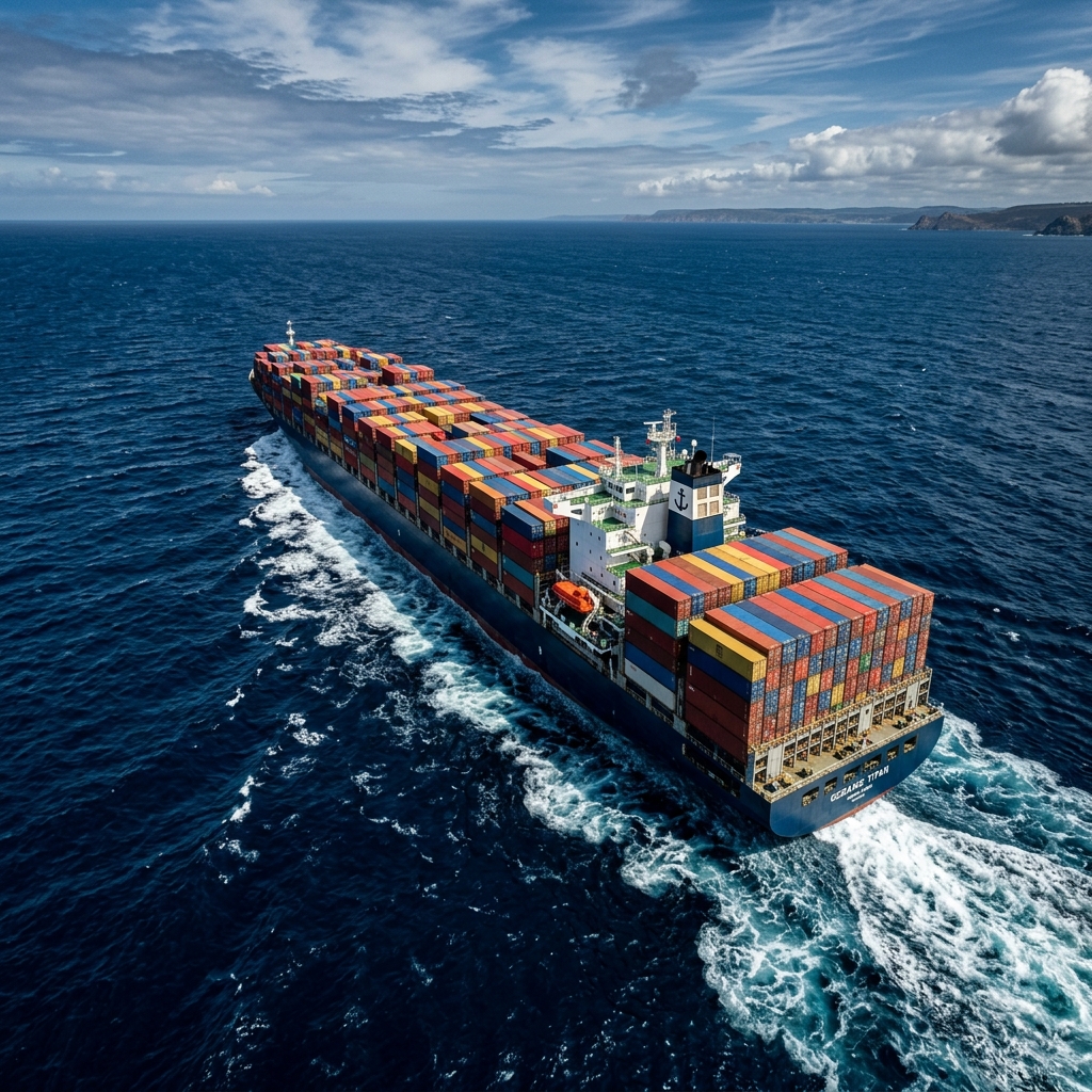Container ship at port — Capstone Shipping freight forwarding and customs clearance from China, Dubai, Europe and USA to Pakistan